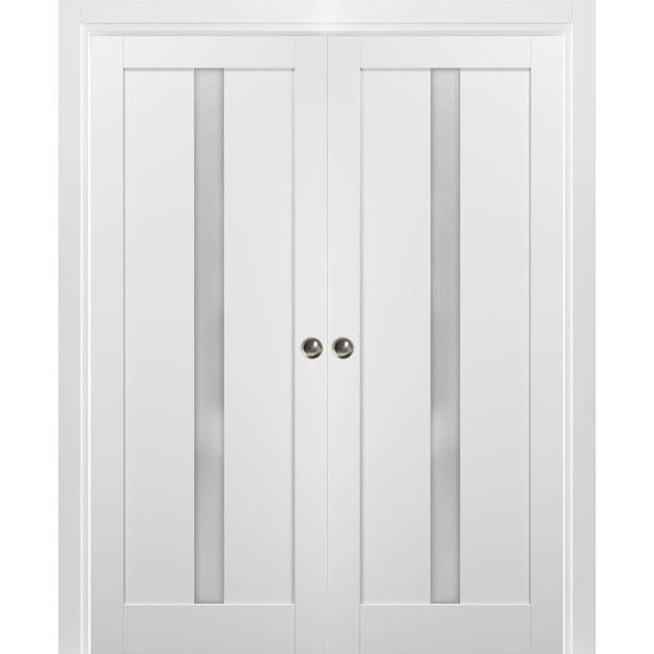 Sartodoors Double Pocket Interior Door, 48" x 80", White QUADRO4112DP-WS-48